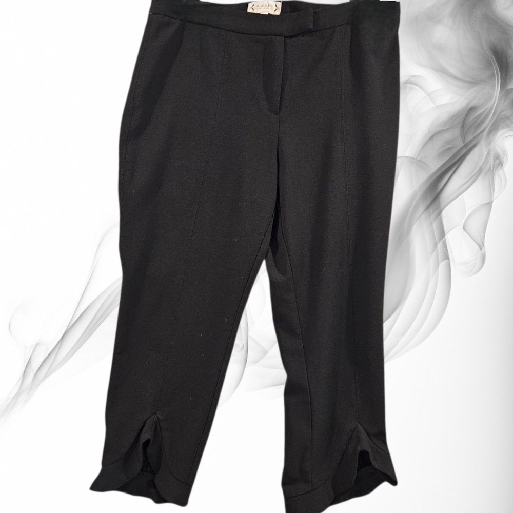 Nanette Lepore Black Capri Pants Hi Lo Ruffle Hem Tapered Trousers Womens 10